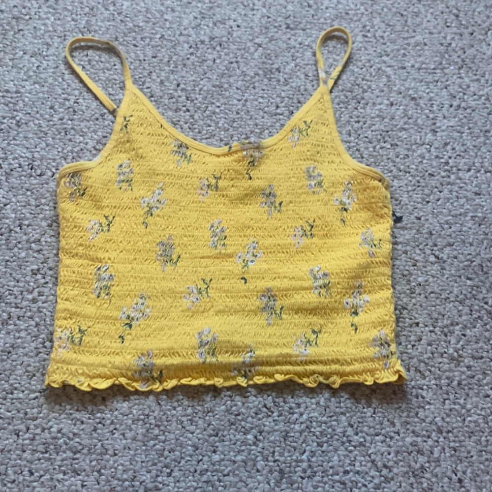 Yellow crop top with cute flowers